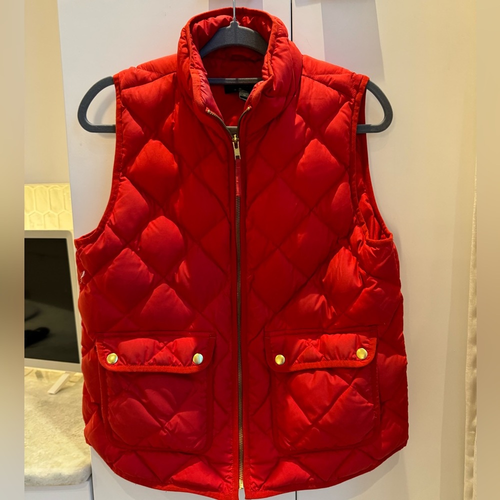 J. Crew | Excursion Quilted Vest with Gold Snap Pockets | Color: Red | Size: M